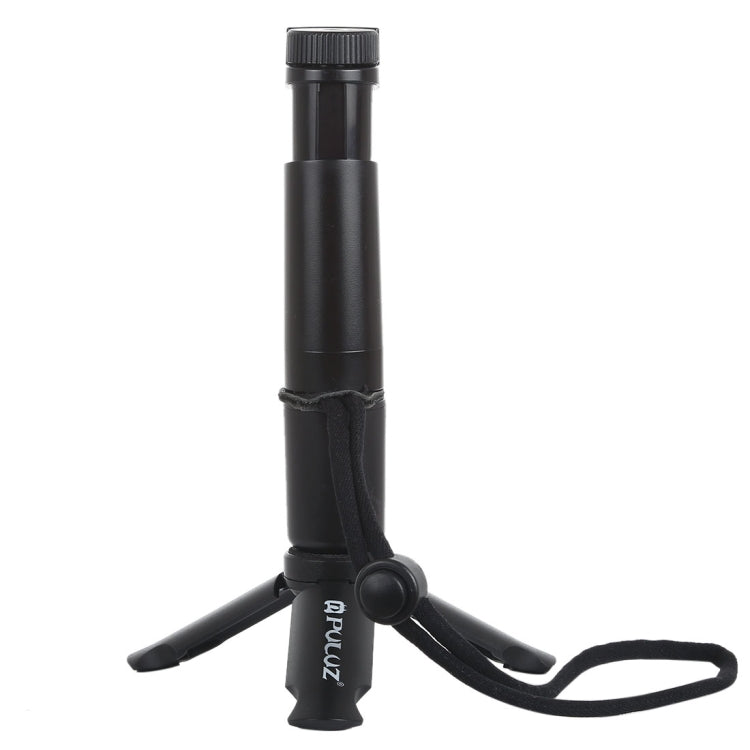 PULUZ Folding Plastic Tripod + Vlogging Handheld Grip with Cold Shoe & Wrist Strap for Smartphones