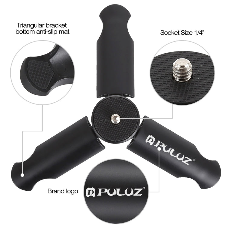 PULUZ Folding Plastic Tripod + Vlogging Handheld Grip with Cold Shoe & Wrist Strap for Smartphones