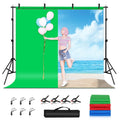PULUZ 2.9x2m Photo Studio Background Support Stand Backdrop Crossbar Bracket Kit with Red / Blue / Green Polyester Backdrops