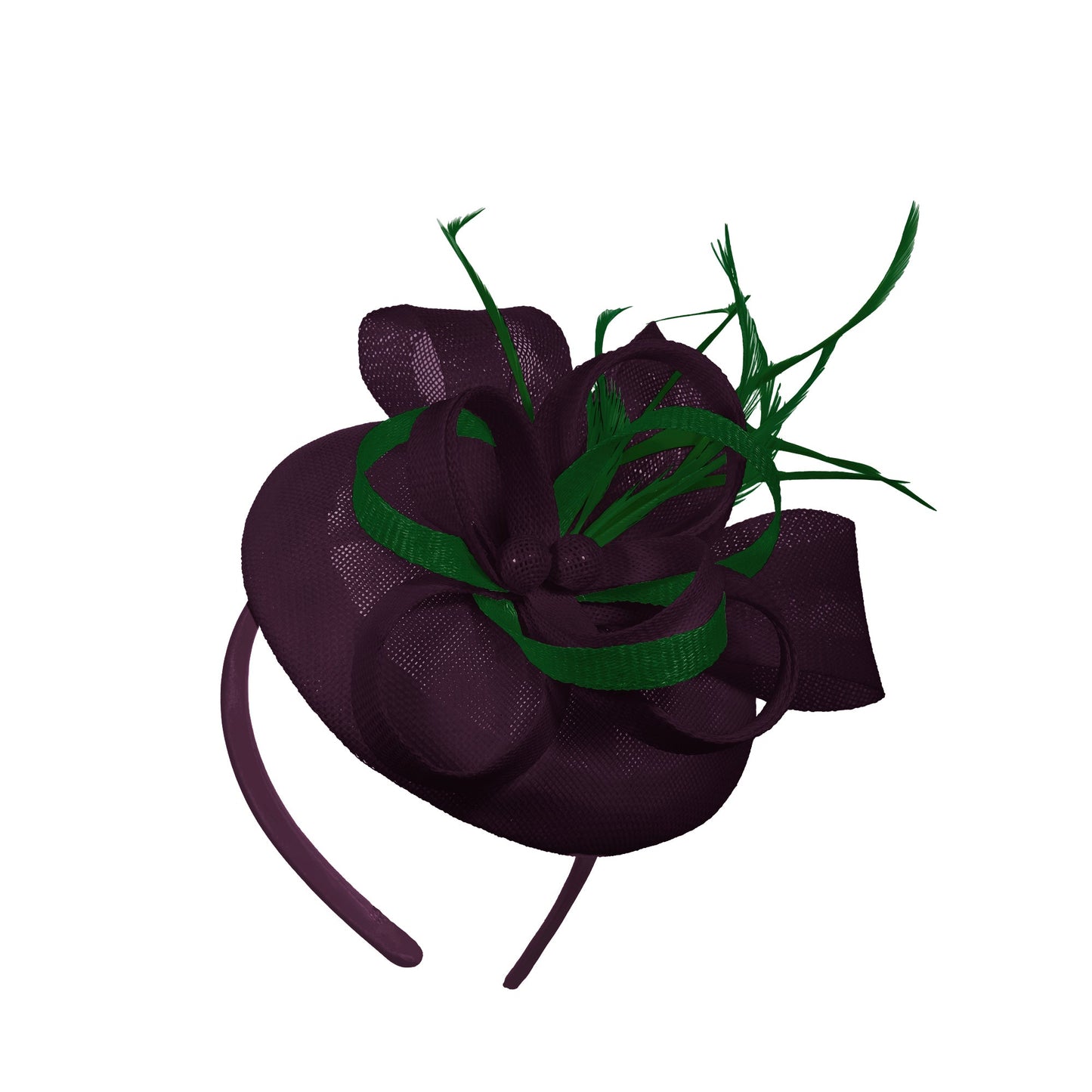 Plum Green Mix Round Pillbox Bow Sinamay Headband Fascinator Weddings Ascot Hatinator Races