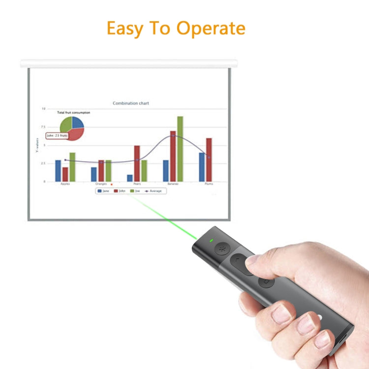 Doosl DSIT032 2.4GHz Wireless Presenter PowerPoint Clicker Representation Remote Control Green Laser Pointer, Control Distance: 100m