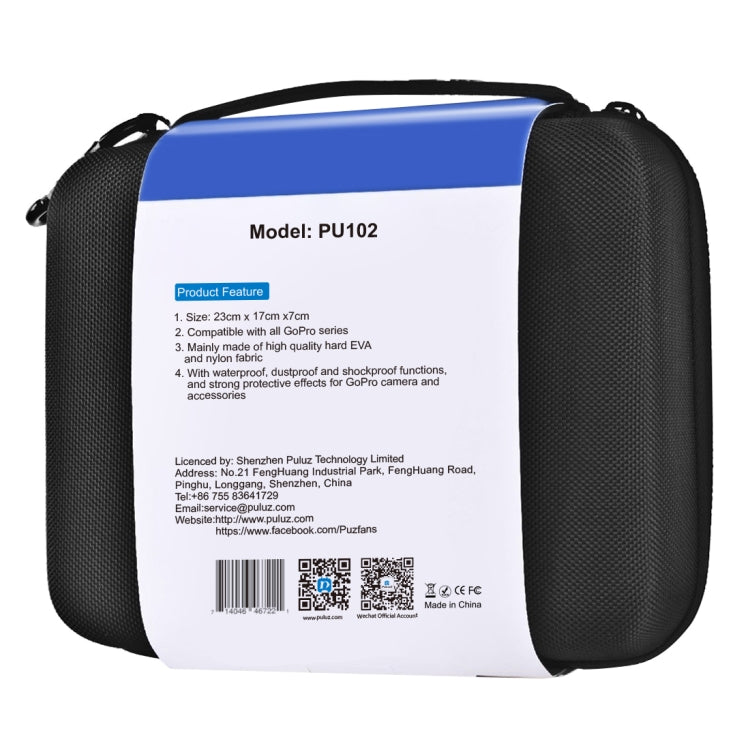 PULUZ Waterproof Travel Case for GoPro Hero12 /11 /10 /9 /8 /7 /6 /5, Insta360 Ace / Ace Pro, DJI Osmo Action 4, Medium 23x17x7cm