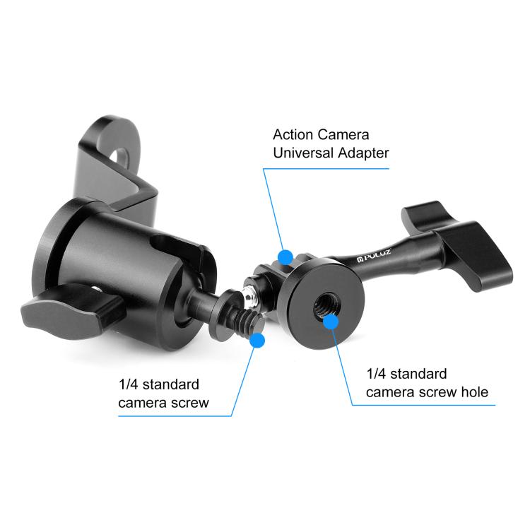 PULUZ Motorcycle Rearview Mirror Aluminum Alloy Action Camera Holder Mount, Rearview Mirror Mount