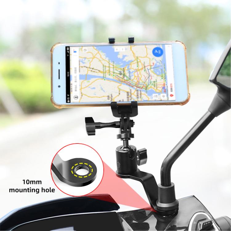 PULUZ Motorcycle Rearview Mirror Aluminum Alloy Action Camera Holder Mount, Rearview Mirror Mount