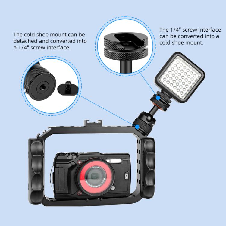 PULUZ Multifunctional Aluminum Alloy Mini Ball Head Tripod Mount Adapter, Cold Shoe & 1/4 Screw Dual-Use, Dual-Use Ball Head Tripod