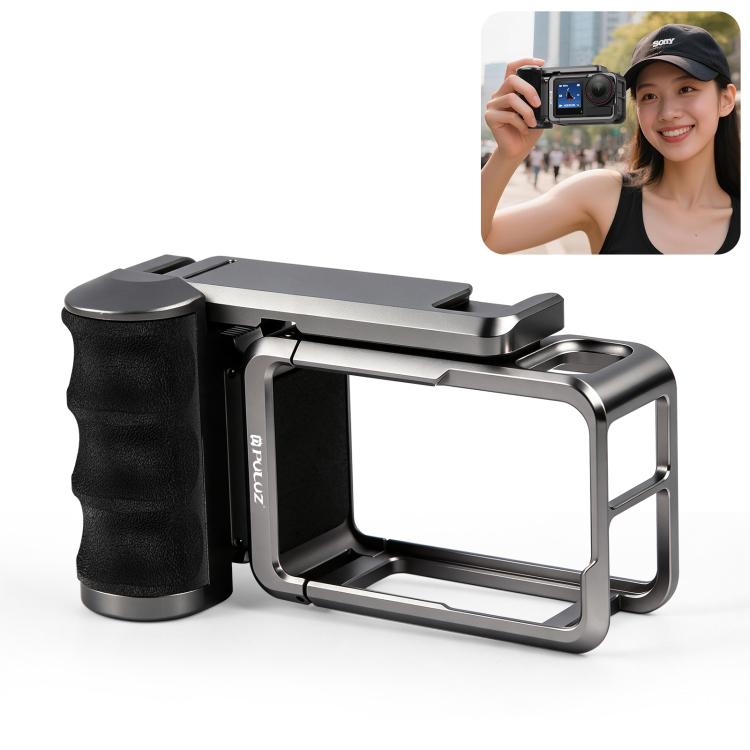 For DJI Osmo Action 5 Pro / 4 / 3 PULUZ Metal Camera Cage Expansion Adapter with Handle Grip, For DJI Osmo Action 5 Pro / 4 / 3