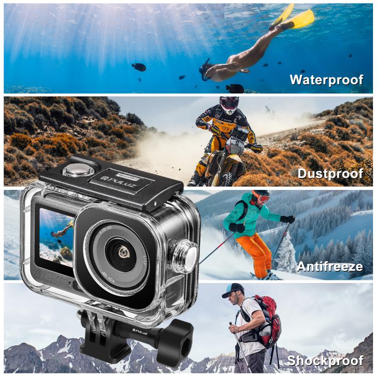 For DJI Osmo Action 6 PULUZ 60m / 196ft Underwater Waterproof Diving Shell with Invisible Adapter & Long Screw, Waterproof Shell