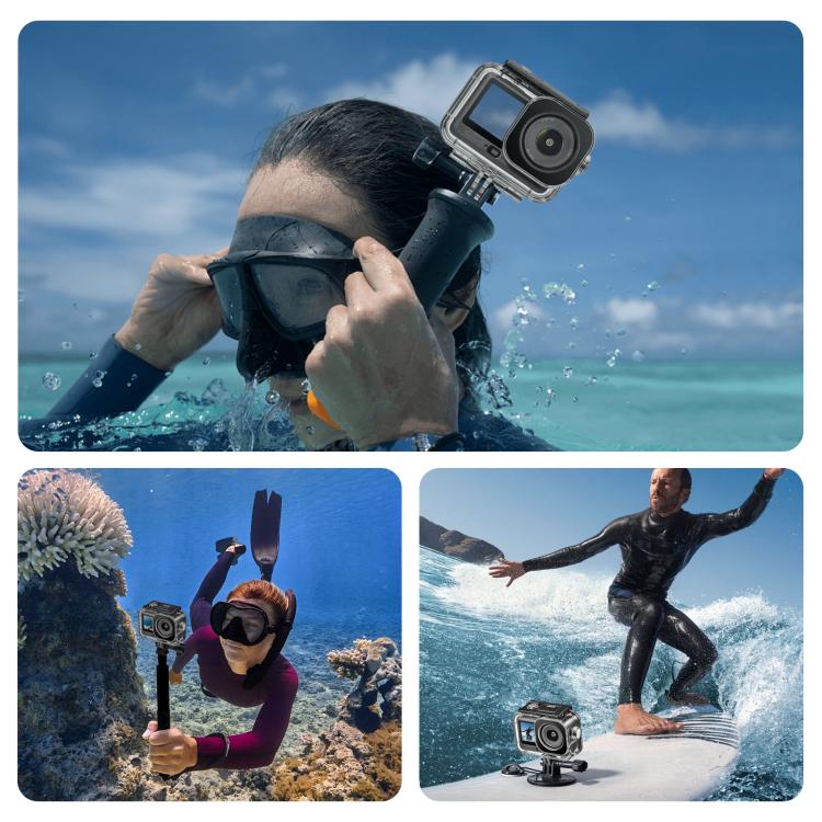 For DJI Osmo Action 6 PULUZ 60m / 196ft Underwater Waterproof Diving Shell with Invisible Adapter & Long Screw, Waterproof Shell
