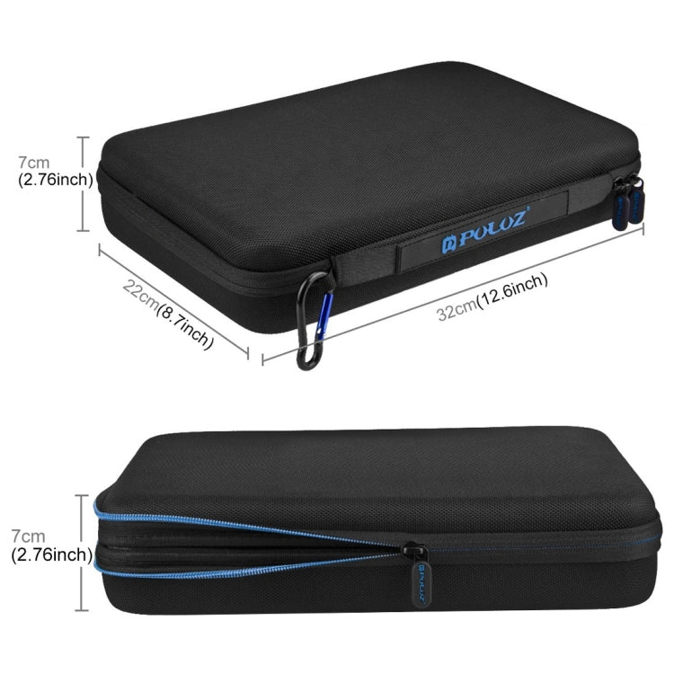 PULUZ Waterproof Carrying and Travel Case for GoPro Hero12 Black / Hero11 /10 /9 /8 /7 /6 /5, Insta360 Ace / Ace Pro, DJI Osmo Action 4 and Other Action Cameras Accessories, Large Size: 32cm x 22cm x 7cm