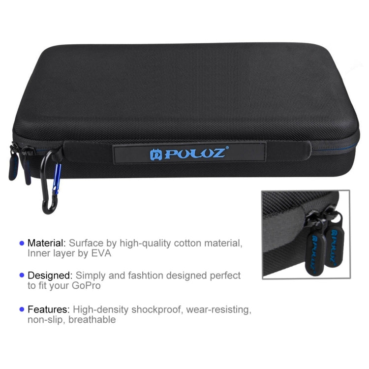 PULUZ Waterproof Carrying and Travel Case for GoPro Hero12 Black / Hero11 /10 /9 /8 /7 /6 /5, Insta360 Ace / Ace Pro, DJI Osmo Action 4 and Other Action Cameras Accessories, Large Size: 32cm x 22cm x 7cm