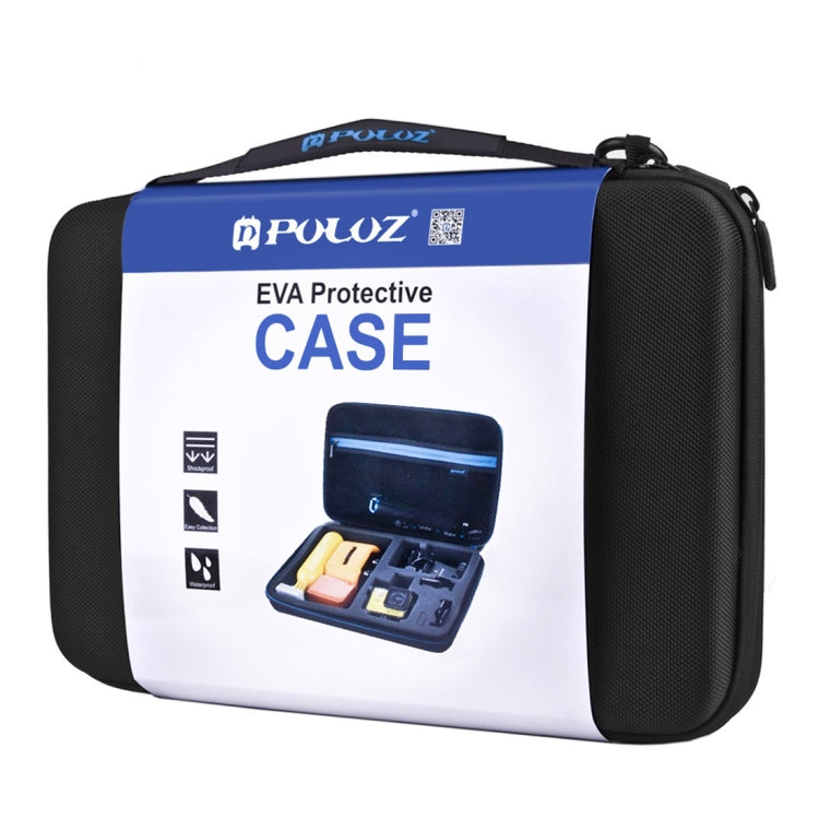 PULUZ Waterproof Carrying and Travel Case for GoPro Hero12 Black / Hero11 /10 /9 /8 /7 /6 /5, Insta360 Ace / Ace Pro, DJI Osmo Action 4 and Other Action Cameras Accessories, Large Size: 32cm x 22cm x 7cm
