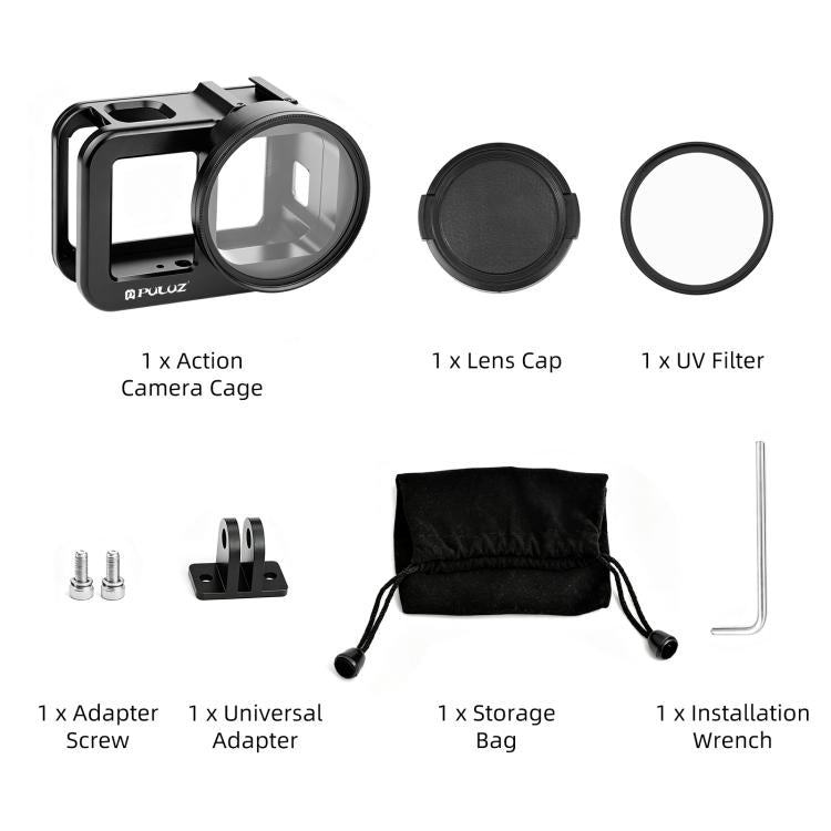 PULUZ  Aluminum Alloy Protective Cage with 58mm UV Lens & Lens Cover for GoPro MISSION 1 / 1 PRO, Protective Cage