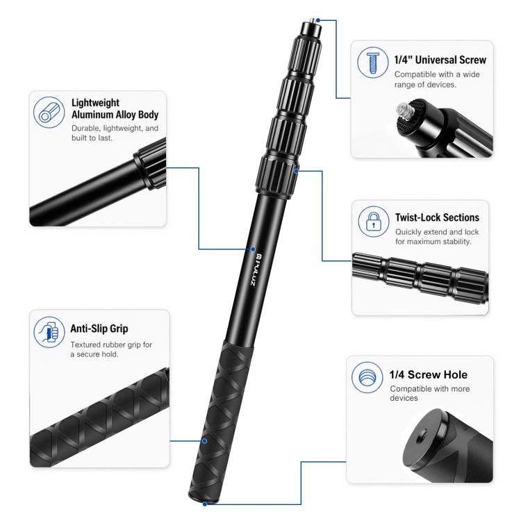 PULUZ Cycling Quick Release Bracket with 150cm Locking Selfie Stick Set, 2 x Dual-heads Crabs Clamps Handlebar Fixed Mount, Locking Selfie Stick