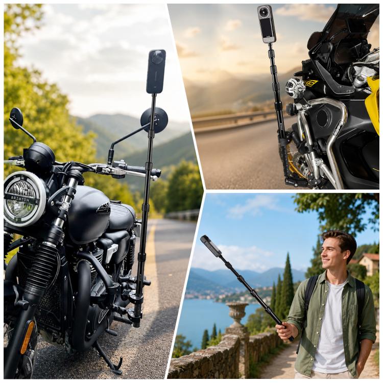 PULUZ Cycling Quick Release Bracket with 150cm Locking Selfie Stick Set, 2 x Dual-heads Crabs Clamps Handlebar Fixed Mount, Locking Selfie Stick