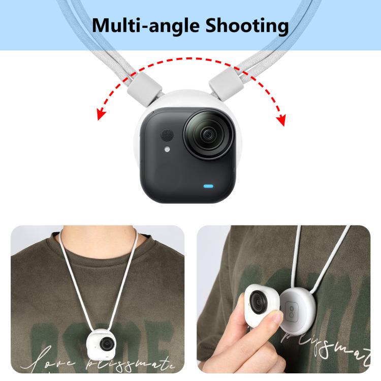For Insta360 Go 3 Ultra PULUZ Upgraded Magnetic Pendant Holder Quick Release Neck Strap, For Insta360 GO Ultra