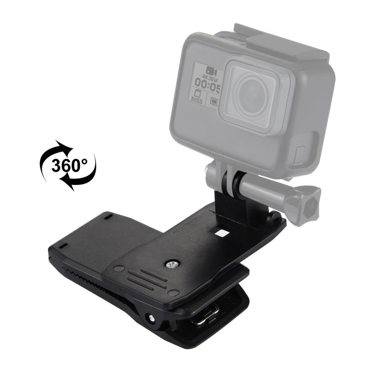 PULUZ 360° Rotating Backpack Clamp Mount for GoPro HERO12/11/10/9 & Action Camera