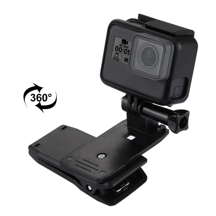 PULUZ 360° Rotating Backpack Clamp Mount for GoPro HERO12/11/10/9 & Action Camera