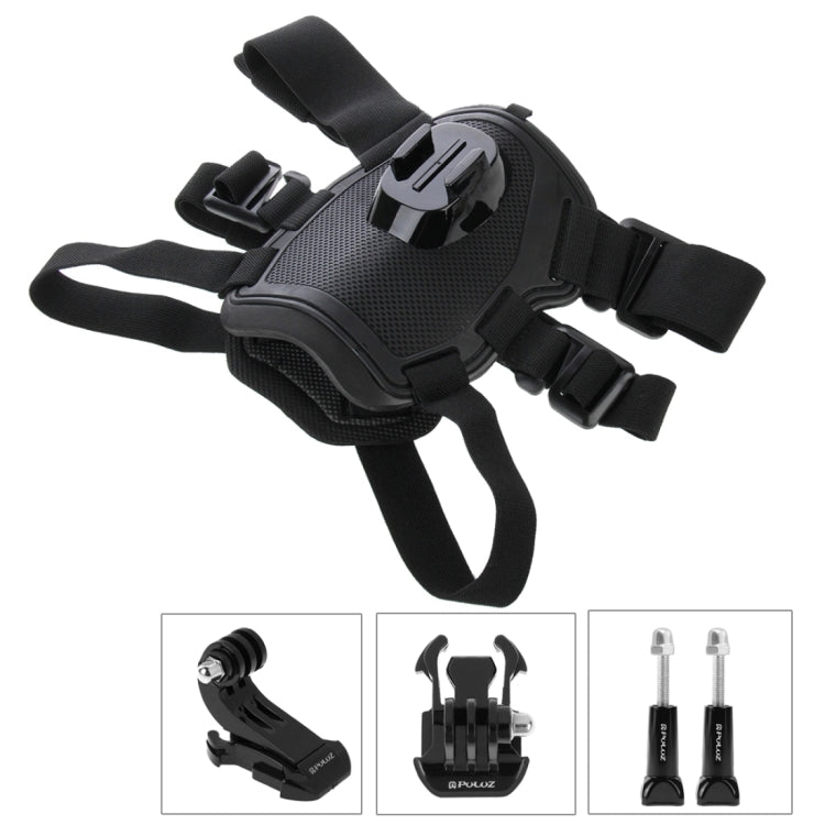 PULUZ Adjustable Hound Dog Fetch Harness Chest Strap Mount for GoPro Hero12 / Hero11 /10 /9 /8 /7 /6 /5, Insta360 Ace / Ace Pro, DJI Osmo Action 4 (Black)