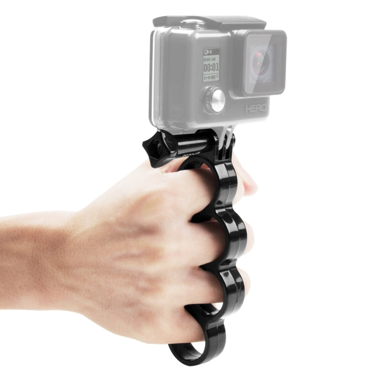 PULUZ Handheld Knuckles Grip Monopod with Thumb Screw for GoPro Hero12 / Hero11 /10 /9 /8 /7 /6 /5, Insta360 Ace / Ace Pro, DJI Osmo Action 4 (Black)
