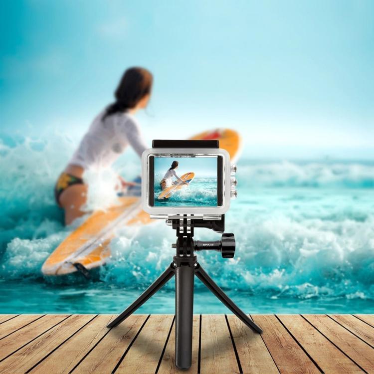 PULUZ 3-Way Grip Foldable Tripod Selfie-stick Extension Monopod for GoPro, Insta360 ONE R, DJI Osmo Action and Other Action Cameras, Length: 20-58cm, Length: 20-58cm