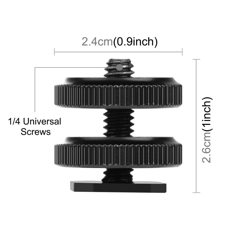 PULUZ Reinforced Hot Shoe 1/4 inch Screw Adapter with Double Nut for DSLR Cameras and GoPro HERO Series