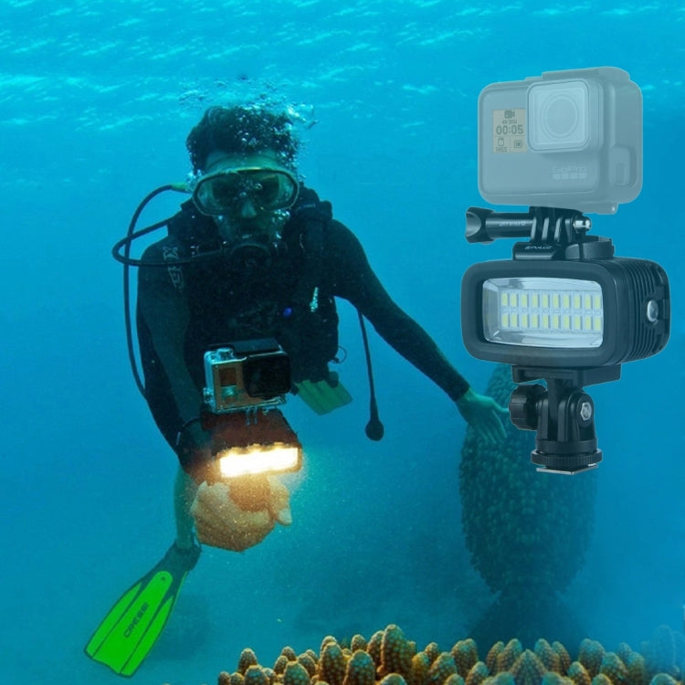 PULUZ 20 LED 40m Waterproof Studio Light with Hot Shoe Adapter & Filters for GoPro HERO10/9/8 & Action Cameras