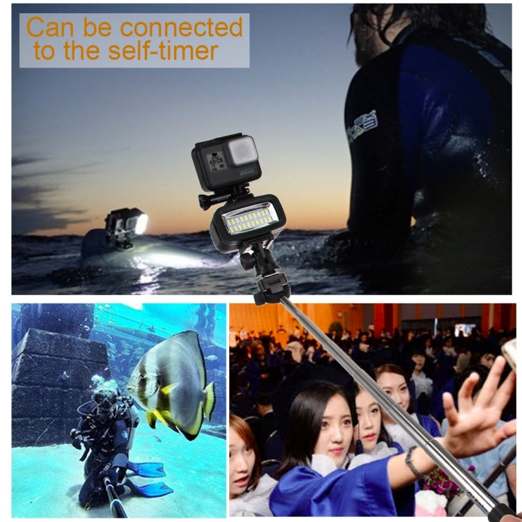 PULUZ 20 LED 40m Waterproof Studio Light with Hot Shoe Adapter & Filters for GoPro HERO10/9/8 & Action Cameras