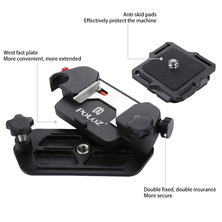 PULUZ Capture Camera Clip Aluminum Alloy Quick Release Clip with Plate(Red)