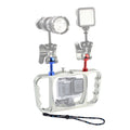 PULUZ Dual Handheld Diving Light Arm CNC Aluminum Mount with Lanyard for GoPro Hero12/11/10/9/8/7/6/5, Insta360 Ace/Ace Pro, DJI Osmo Action 4 (Silver)
