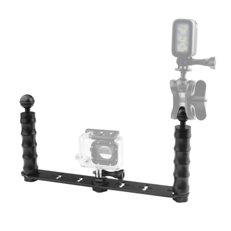 PULUZ Diving Dual Handheld CNC Aluminum Monopod for GoPro Hero12/11/10/9/8/7/6/5, Insta360 Ace, DJI Osmo Action 4 (Black)