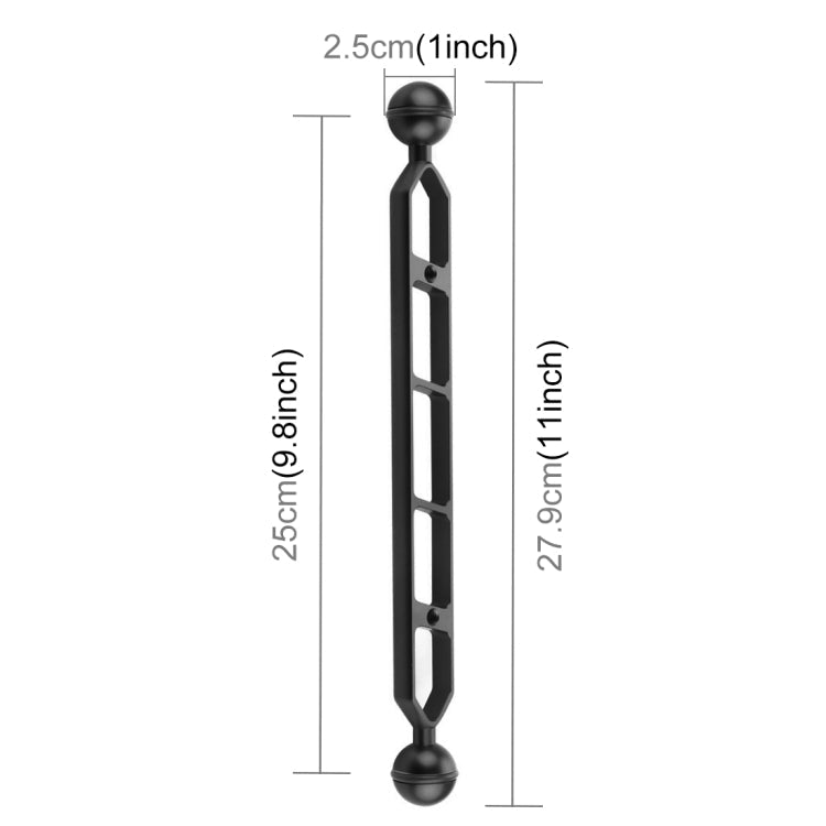 PULUZ 11.0 inch 27.9cm Aluminum Alloy Dual Balls Arm, Ball Diameter: 25mm, 11.0 inch (Blue), 11.0 inch (Red), 11.0 inch (Black)