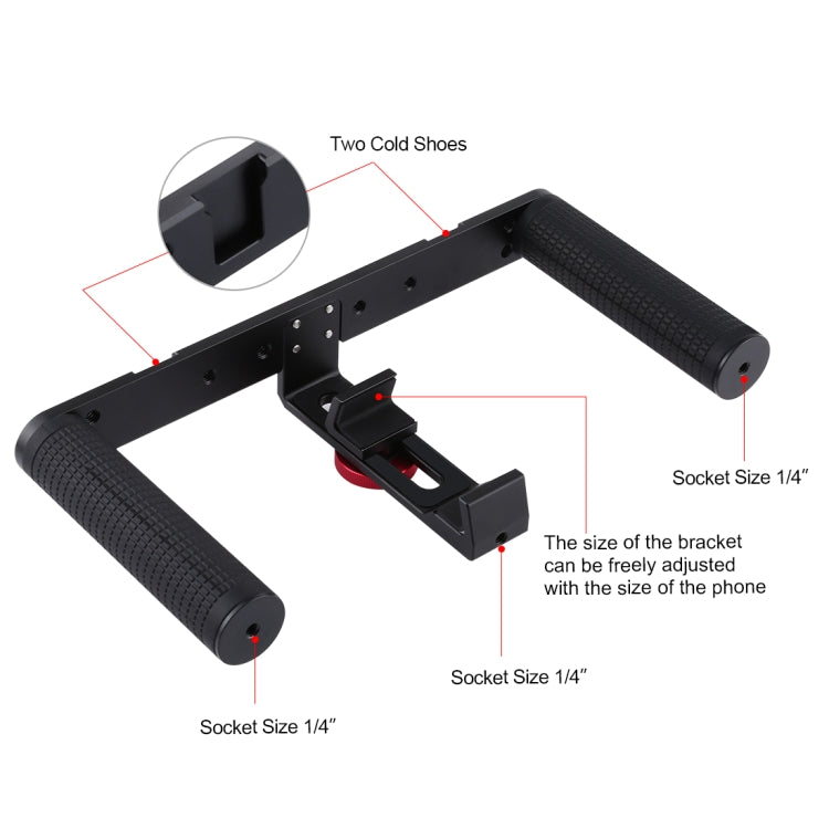 PULUZ Smartphone Vlogging Rig Aluminum Stabilizer for iPhone, Galaxy, Huawei, Xiaomi, HTC, LG, Google, and Other Smartphones
