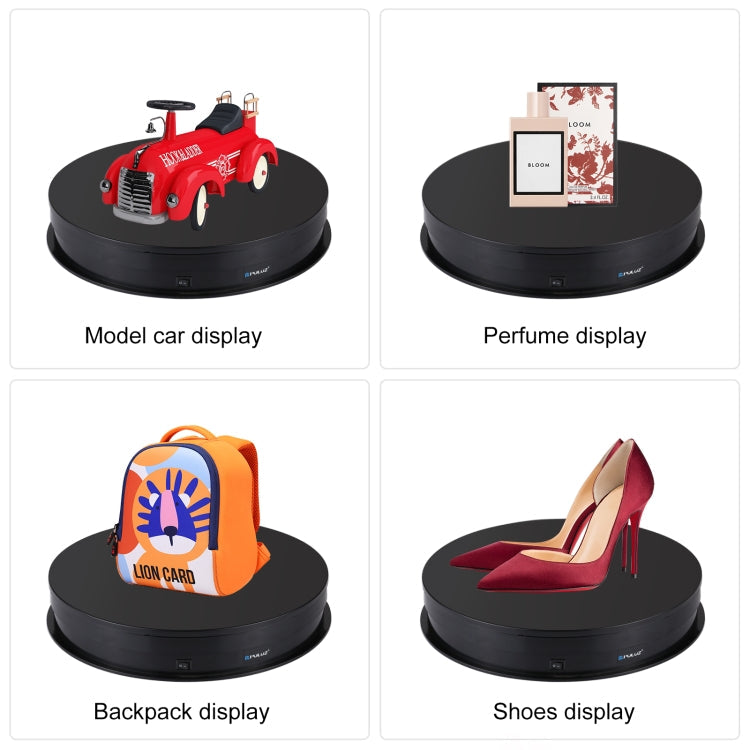 PULUZ 30cm USB Electric Rotating Turntable Display Stand Video Shooting Props Turntable for Photography, Load 10-20kg(Black)