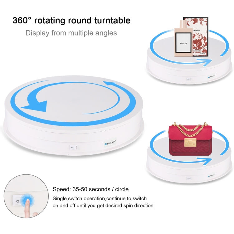 PULUZ 30cm USB Electric Rotating Turntable Display Stand Video Shooting Props Turntable for Photography, Load 10-20kg(White)