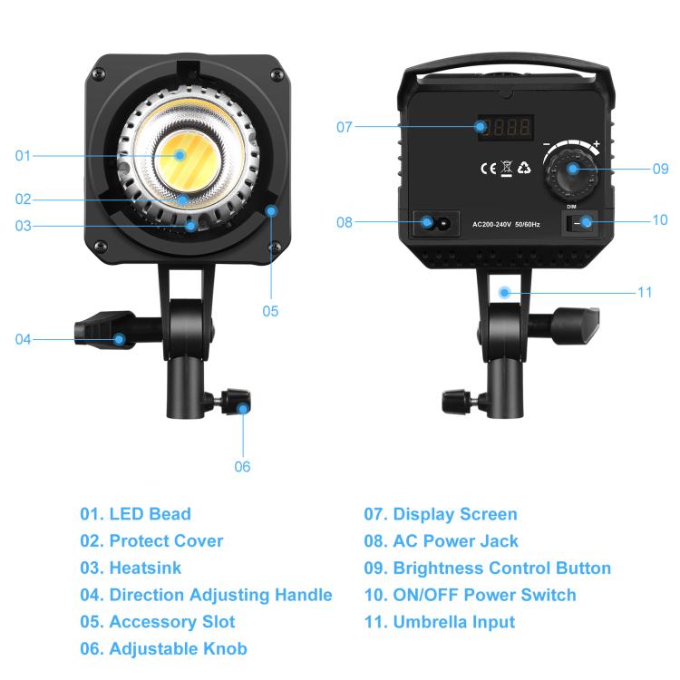 PULUZ 220V 120W Studio Video Light Dual Color Temperature Built-in Dissipate Heat System with Remote Control, 120W 2700K-6500K EU Plug, 120W 2700K-6500K UK Plug, 120W 2700K-6500K US Plug