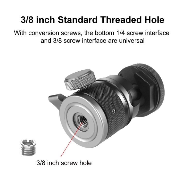 PULUZ Aluminum Alloy Ball Head Tripod Mount with Cold Shoe Base(Black)