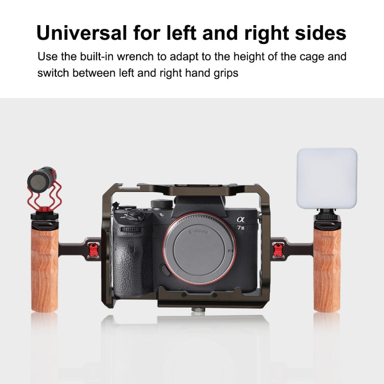 PULUZ 1/4 inch Screw Universal Camera Wooden Side Handle with Cold Shoe Mount for Camera Cage Stabilizer(Bronze)