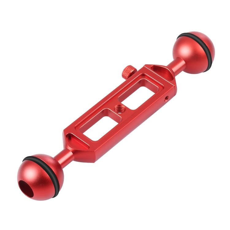 PULUZ 7.9 inch 20cm Adjustable Aluminum Alloy Dual Balls Arm with 1/4 Thread, Ball Diameter: 25mm(Red)
