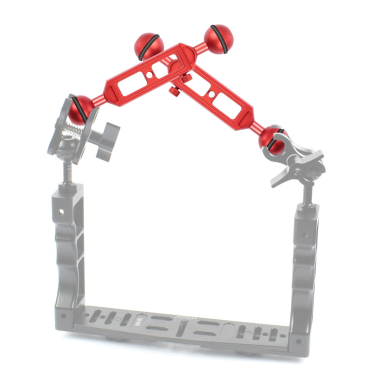 PULUZ 7.9 inch 20cm Adjustable Aluminum Alloy Dual Balls Arm with 1/4 Thread, Ball Diameter: 25mm(Red)