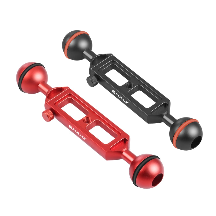 PULUZ 7.9 inch 20cm Adjustable Aluminum Alloy Dual Balls Arm with 1/4 Thread, Ball Diameter: 25mm(Red)