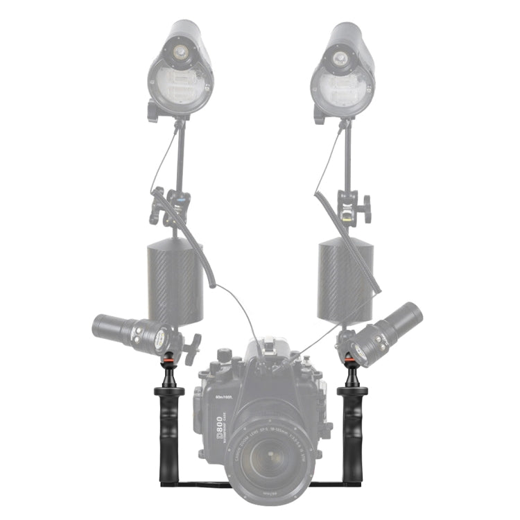 PULUZ Dual Handles Aluminium Alloy Tray Stabilizer for Underwater Camera Housings(Black)