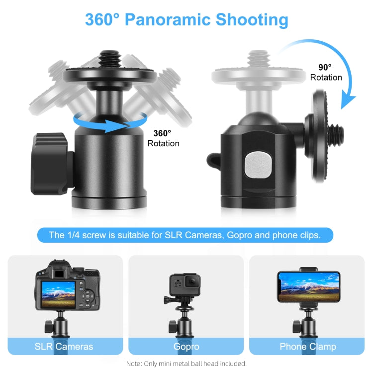 PULUZ 3/8 inch Inner Screw Metal Tripod Ball Head Adapter with Knob Lock(Black)