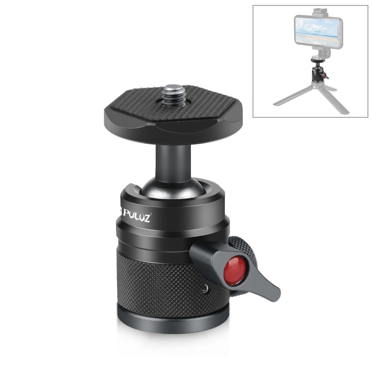 PULUZ 360 Panorama Aluminum Alloy Tripod Ball Head Adapter with Knob Lock(Black)