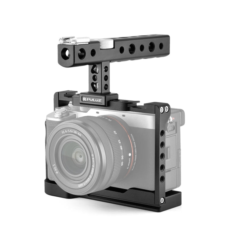PULUZ Video Camera Cage Filmmaking Rig with Handle for Sony Alpha 7C / ILCE-7C / A7C(Black)