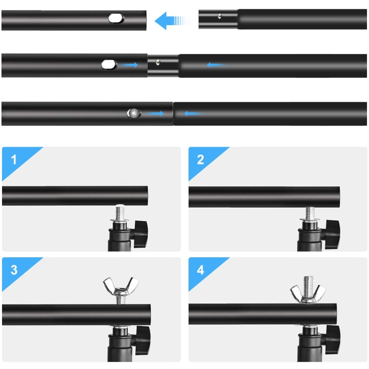 2 x 3m Photo Studio Background Support Stand Backdrop Crossbar Bracket(Black)