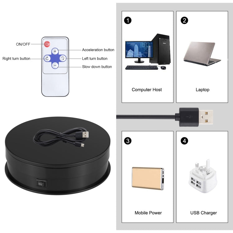 PULUZ 15cm Adjusting Speed Rotating Turntable Display Stand, Load: 3kg, 15cm Load 3kg Black, 15cm Load 3kg White