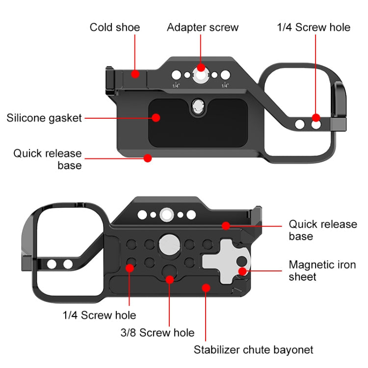 For Sony ZV-E1 PULUZ Aluminum Alloy Camera Cage Stabilizer (Black)