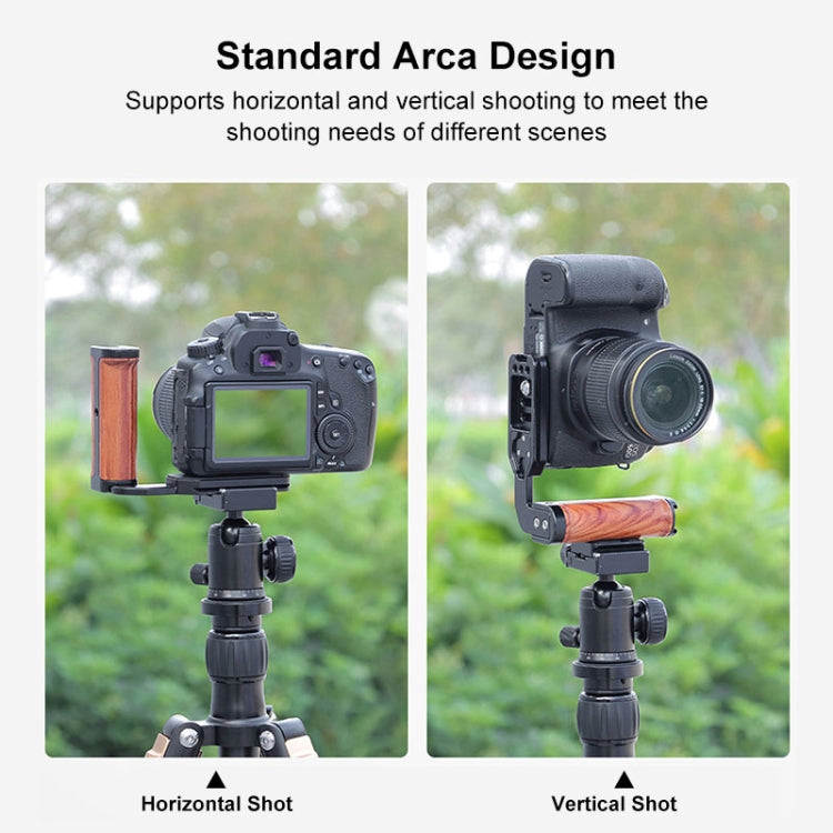 PULUZ Wooden Left Side Handle Vertical Shoot Quick Release L Plate