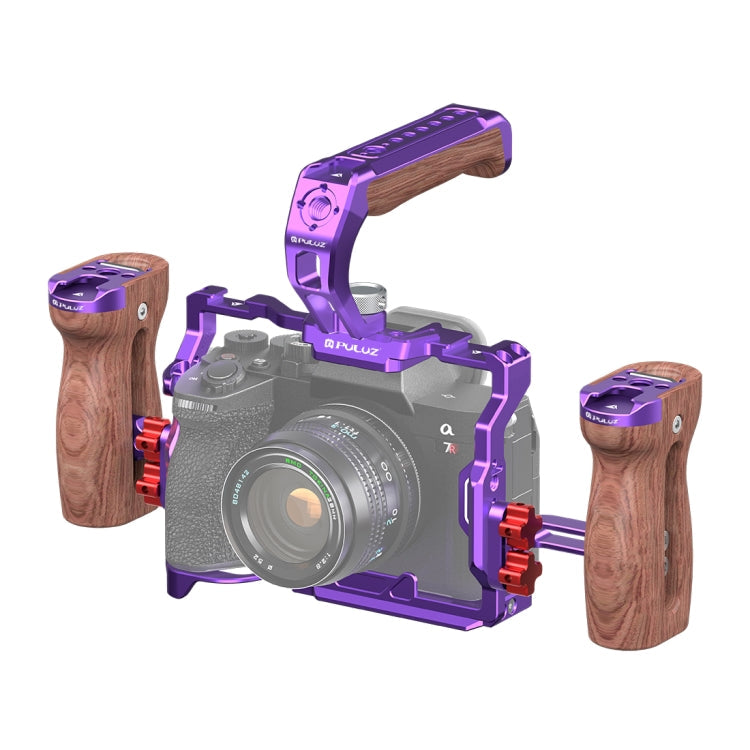 For Sony A7R5 / A7M4 PULUZ Metal Camera Cage Stabilizer Rig with Handle (Purple)