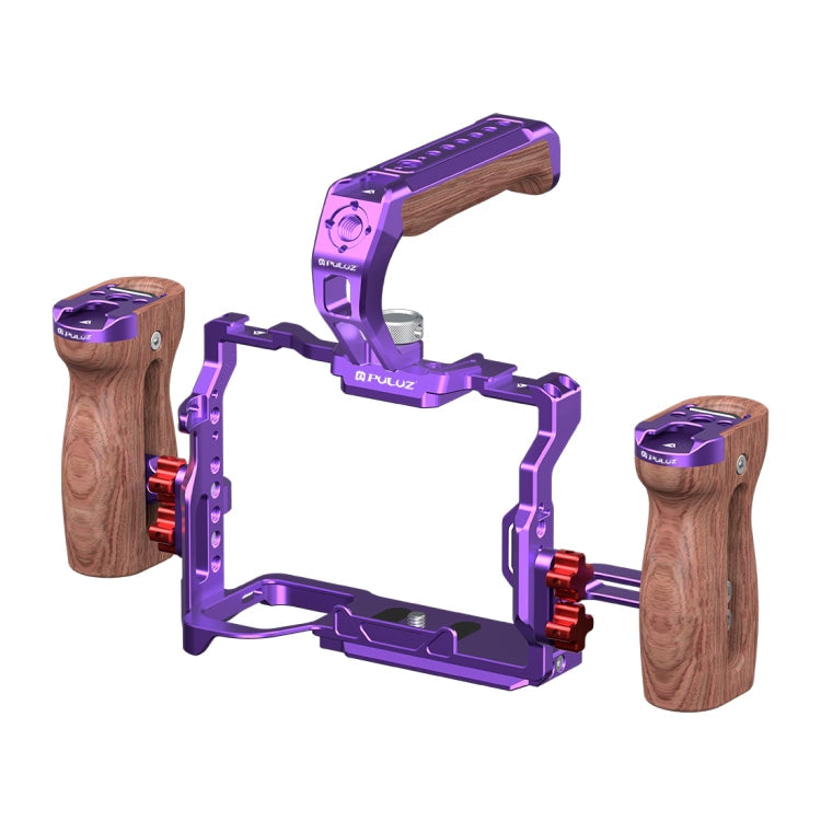 For Sony A7R5 / A7M4 PULUZ Metal Camera Cage Stabilizer Rig with Handle (Purple)